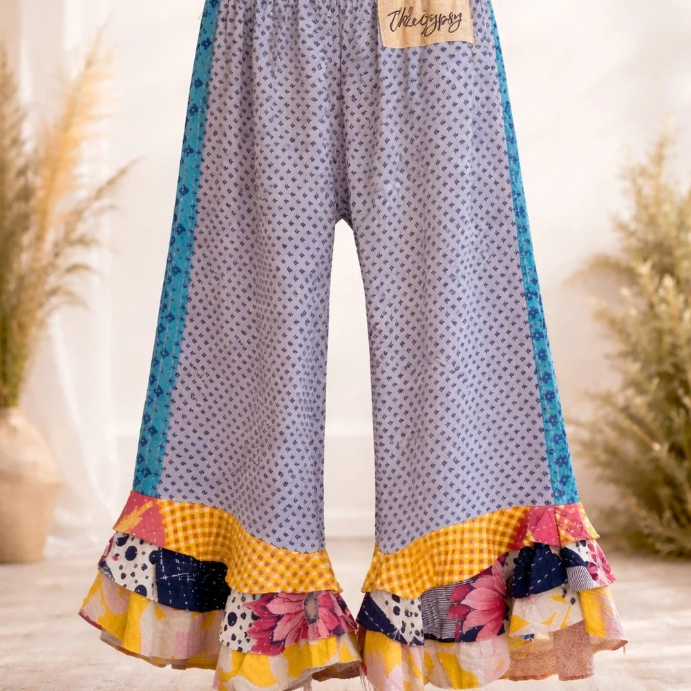 Jaded Gypsy Bohemian Patchwork Wide-Leg Pants